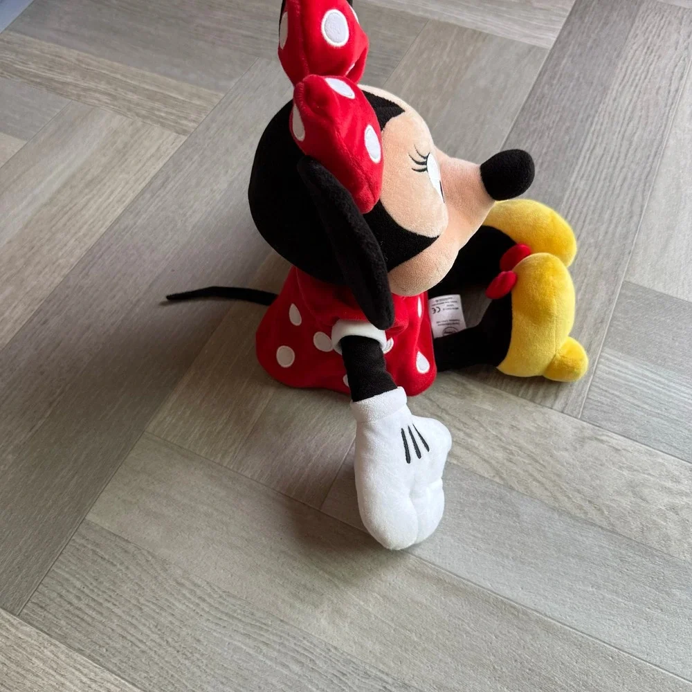 Disney Minnie Mouse Plush Red White Polka Dot Dress Bow Stuffed Animal Toy 18